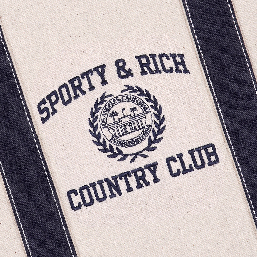 
            
                Load image into Gallery viewer, Varsity Crest Two Tone Tote Bag Natural
            
        