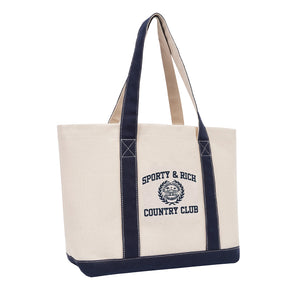 Varsity Crest Two Tone Tote Bag Natural
