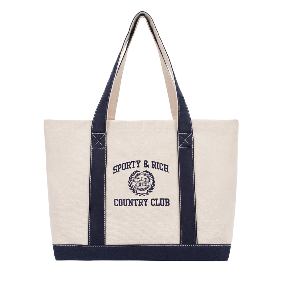 Varsity Crest Two Tone Tote Bag Natural