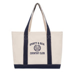 Varsity Crest Two Tone Tote Bag Natural