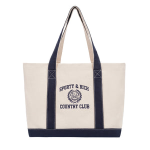 Varsity Crest Two Tone Tote Bag Natural