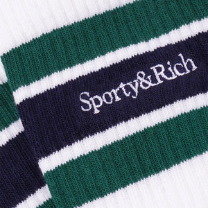 Serif Logo Striped Socks White/Alpine