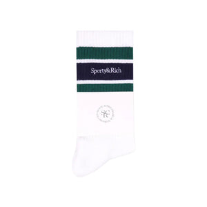 Serif Logo Striped Socks White/Alpine