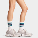 Serif Logo Striped Socks White/Alpine