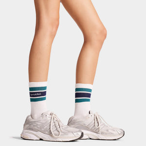 Serif Logo Striped Socks White/Alpine