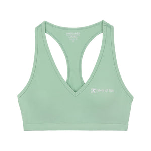 Runner Script V-Neck Sports Bra Thyme/White