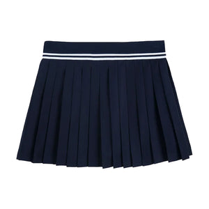 Abigail Wool Pleated Skirt Navy