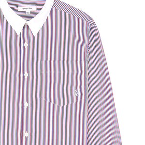 SRC Embroidered Button Down Shirt  White/Red/Navy Stripe