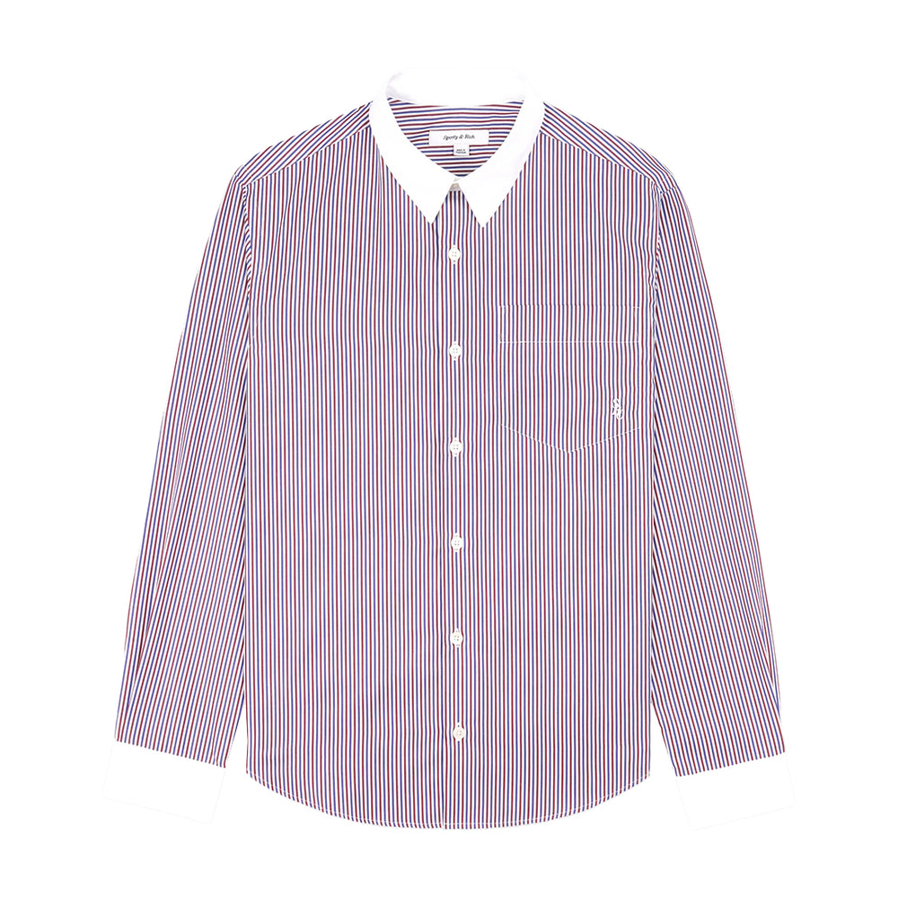 SRC Embroidered Button Down Shirt  White/Red/Navy Stripe