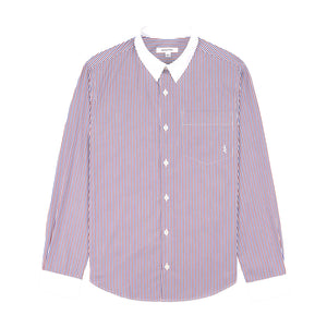 SRC Embroidered Button Down Shirt  White/Red/Navy Stripe