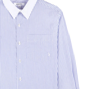 SRC Embroidered Button Down Shirt White/Blue Stripe Dot/White