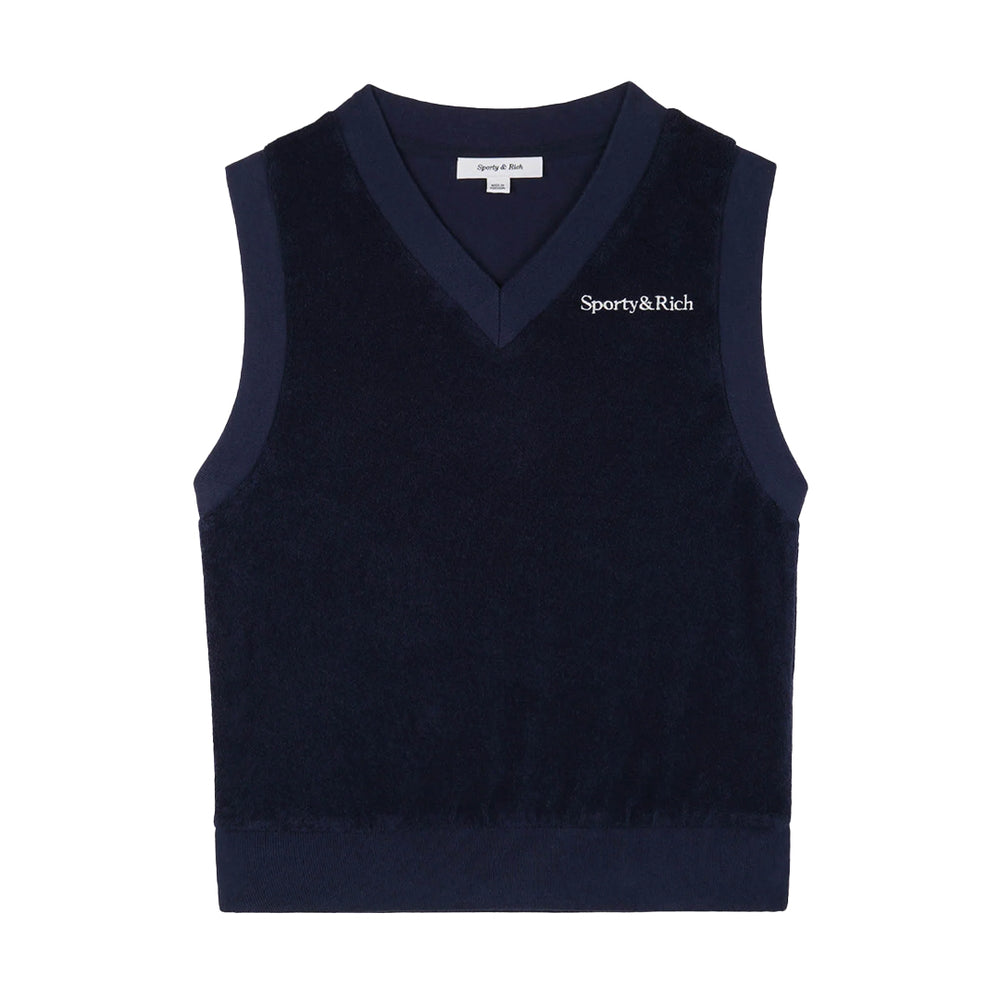 Serif Logo Terry Vest Navy/White