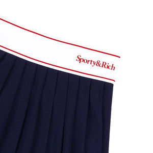 Serif Logo Pleated Skirt Navy/White/Bright Red Navy