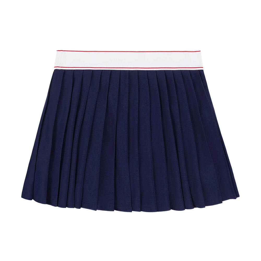 Serif Logo Pleated Skirt Navy/White/Bright Red Navy