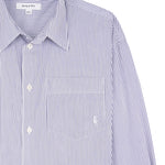 SRC Embroidered Oversized Shirt White/Navy Thin Stripe/Navy
