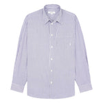 SRC Embroidered Oversized Shirt White/Navy Thin Stripe/Navy