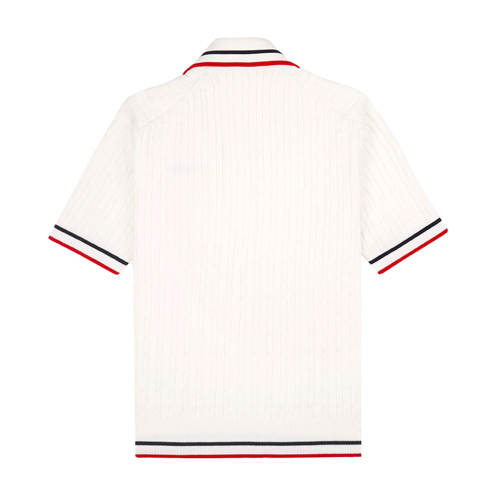 Serif Logo Mila Polo Short-Sleeves White/Navy/Bright Red