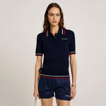 Serif Logo Mila Polo Short-Sleeves Navy/White/Bright Red