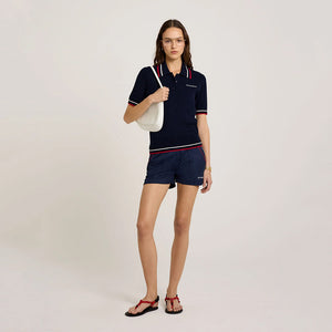 Serif Logo Mila Polo Short-Sleeves Navy/White/Bright Red