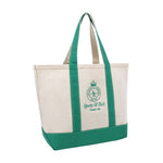 Crown Logo Embroidered Two Tone Tote Bag Natural/Verde