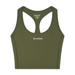 Serif Logo Sports Cropped Tank Moss