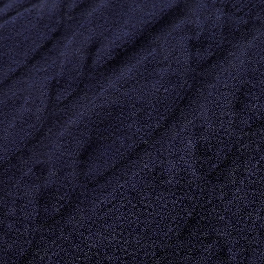 SRC Cable-knit Wool Cashmere Cardigan Navy