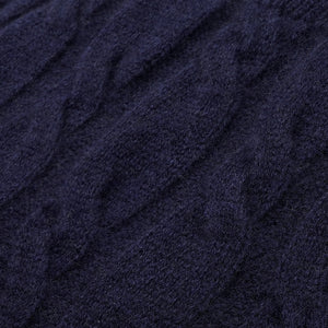 SRC Cable-knit Wool Cashmere Cardigan Navy