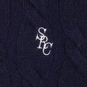 SRC Cable-knit Wool Cashmere Cardigan Navy