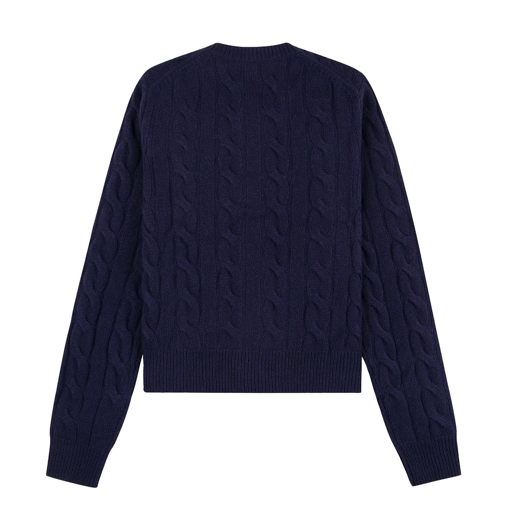 SRC Cable-knit Wool Cashmere Cardigan Navy