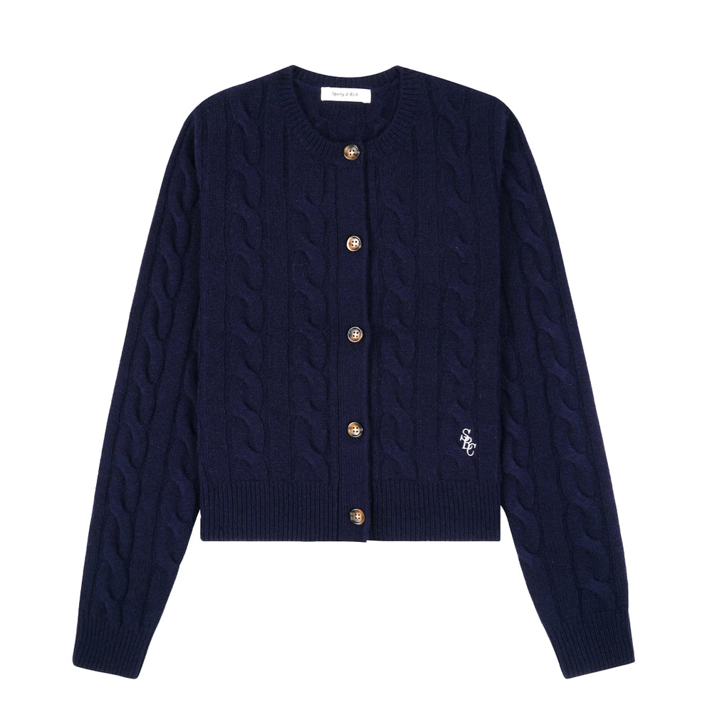 SRC Cable-knit Wool Cashmere Cardigan Navy