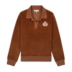 NY Crest Longsleeve Velour Polo Tobacco