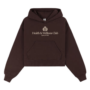 H&W Crest Cropped Hoodie Chocolate