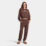 H&W Crest Cropped Hoodie Chocolate