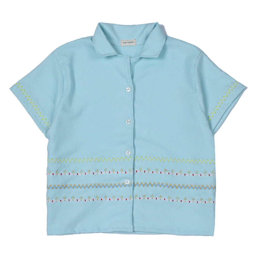 BOWIE EMBROIDERY SHIRT TURQUOISE