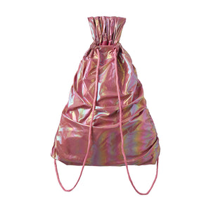 METALLIC KNOTTED DRAWSTRING BAG PINK