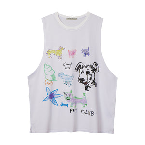 PET DRAWING SLEEVELESS WHITE