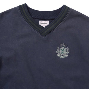 V NECK CREST SWEATSHIRT NAVY