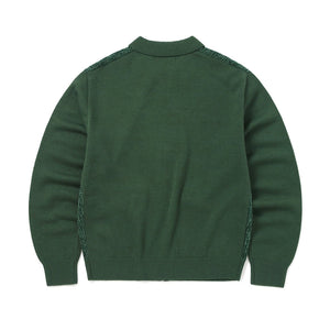 VELVET KNIT ZIP POLO GREEN