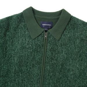 VELVET KNIT ZIP POLO GREEN