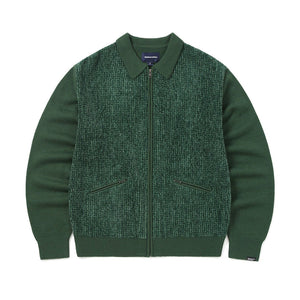 VELVET KNIT ZIP POLO GREEN