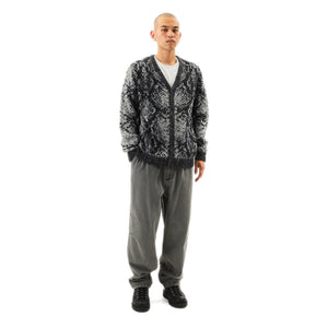 PHYTON JACQUARD KNIT CARDIGAN BLACK