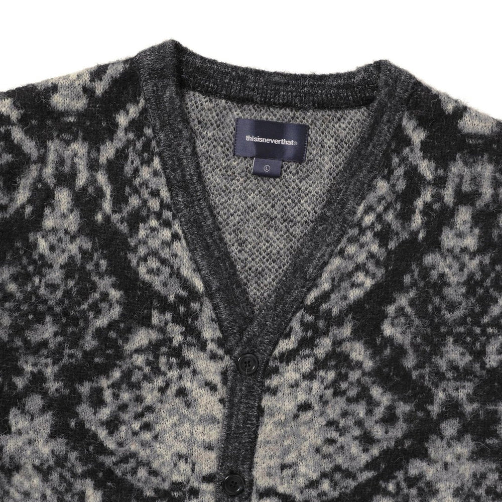 PHYTON JACQUARD KNIT CARDIGAN BLACK