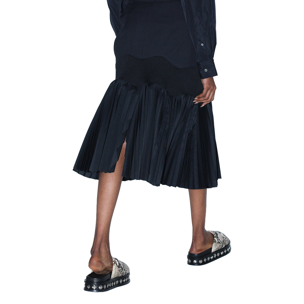 Taffeta Pleats Skirt Black