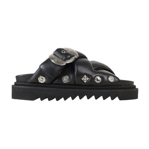 AJ1327 - PADDED LEATHER SANDAL BLACK