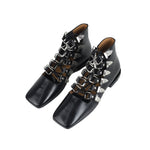 AJ1284 Lace Up Ankle Boots Black Polido