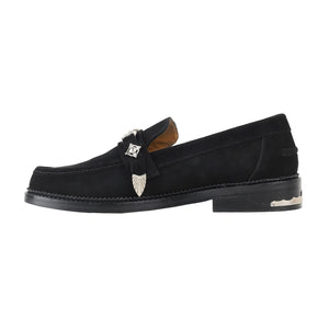 AJ826 - SUEDE WESTERN STRAP LOAFERS BLACK