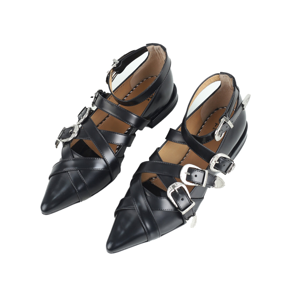 AJ926 Flat Shoes Black Polido