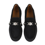 AJ826 - SUEDE WESTERN STRAP LOAFERS BLACK