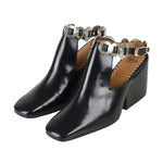 AJ1308 - BUCKLE ANKLE MULE HEEL BLACK