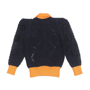 Mesh Knit Cardigan Black